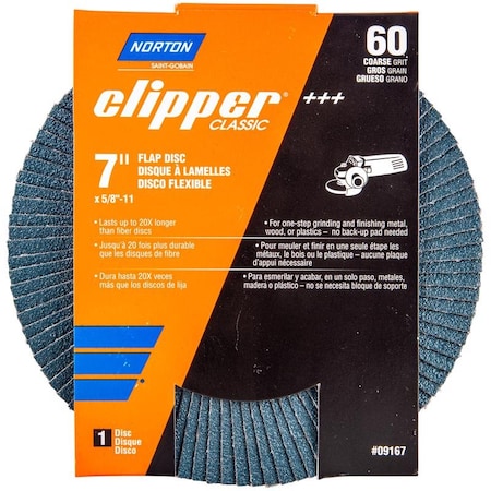 Norton Abrasives Norton Clipper 7 in. D X 5/8-11 in. Zirconia Alumina/X-Wt Cotton Flap Disc 60 Grit 1 pk 70184609167